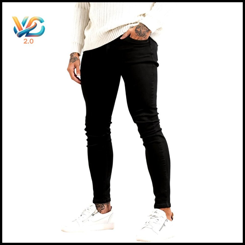 Men's Slim Fit Ripped Jeans with Stretch Elastic Waist‎